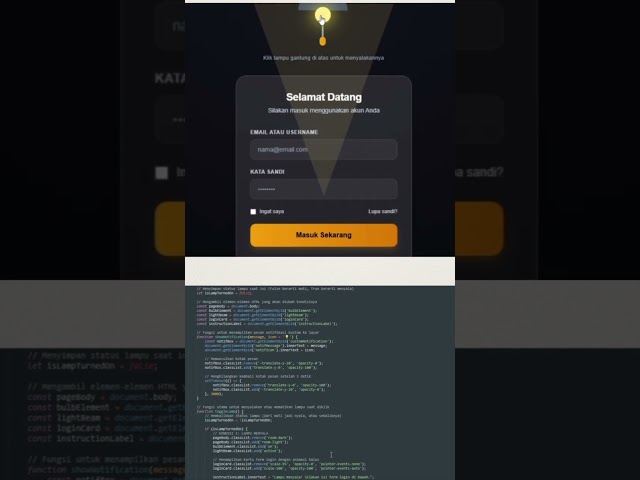 Coding JS animasi lampu gantung form login#shorts #short #youtubeshorts #youtube #fyp #shortvideo