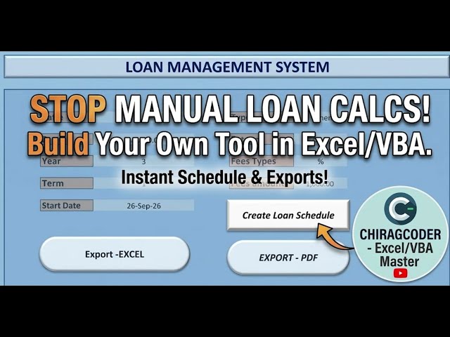 VBA Project Loan EMI Calculator | Full Automation + PDF & Excel Export | #vba #loan#emi #automation 
