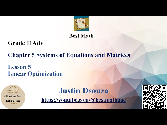 Linear Optimization  | System of Equations and Matrices |