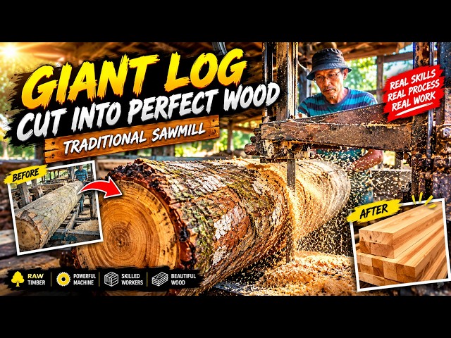 🔴LIVE I’ve Never Seen a Log Cut Like This! 😱🪵 | Incredible Traditional Sawmill Process