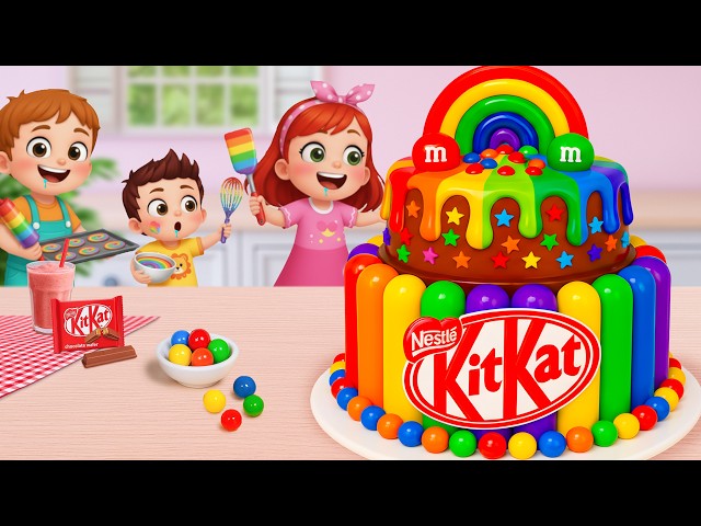 Miniature Rainbow Cake Decorating 🌈 How To Make Tasty Mini Rainbow M&M KitKat Cake 💙 Yummy Teeny