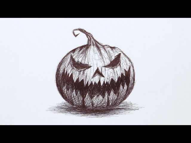 How To Draw A Jack O'lantern | Halloween | Step-by-Step Ballpoint Pen Drawing Tutorial!