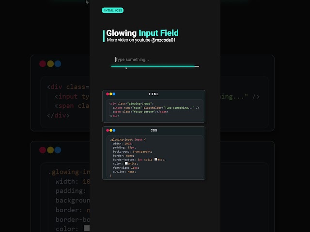 Stunning Glowing Input Field with HTML & CSS | Easy Neon Effect Tutorial 2025 #shorts #html #css