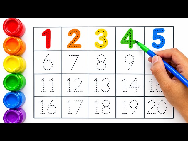 1 to 20 Number Tracing with Colors | Learn Numbers 123 for Kids | Easy Number Painting
