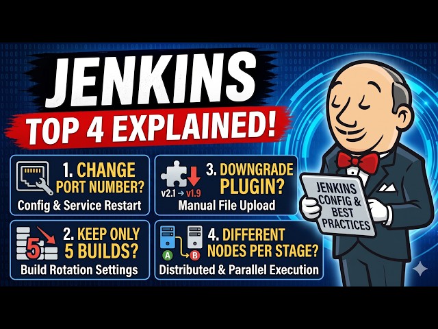 Jenkins | Interview Questions | Change Port, Build Rotation, Plugin Downgrade & Multi-Node Pipelines