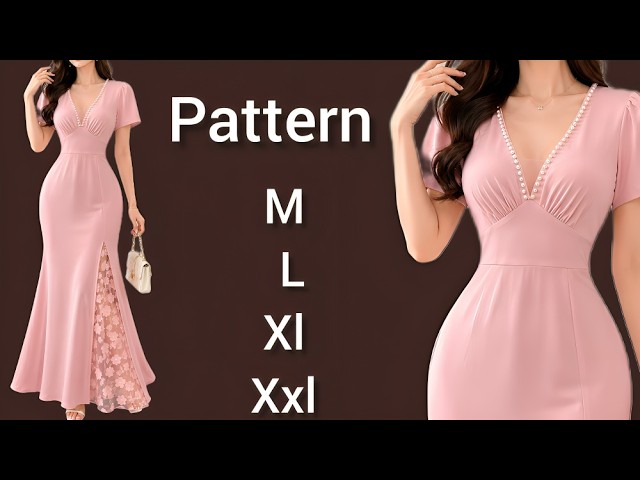 Mermaid Evening Dress Pattern Making ✂️ Simple Step-by-Step Tutorial for Beginners