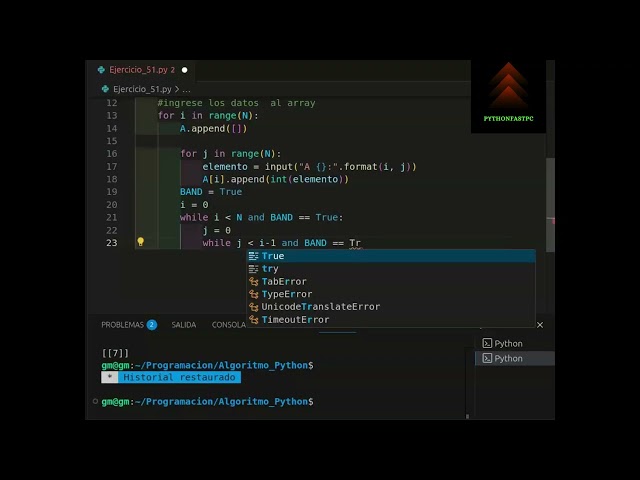 PYTHON ALGORITMO 51 #python #pythontutorial #desarrolloweb