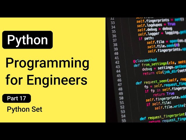 Python Set--- Python Programming for Engineers