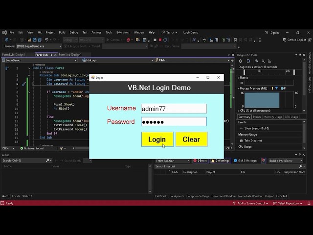 VB.Net Login Form Without Database