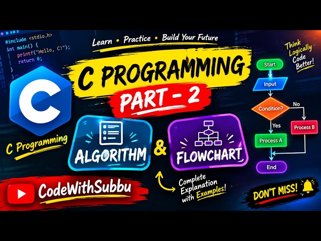 🔥 C Programming Part 2 | Algorithm & Flowchart Explained with Examples