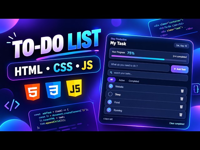 Build a Modern To-Do List App Using HTML, CSS & JavaScript 🚀 | Beginner Project