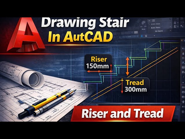 Drawing Riser and Tread for Stair in Autocad ll Easy Way explained ll