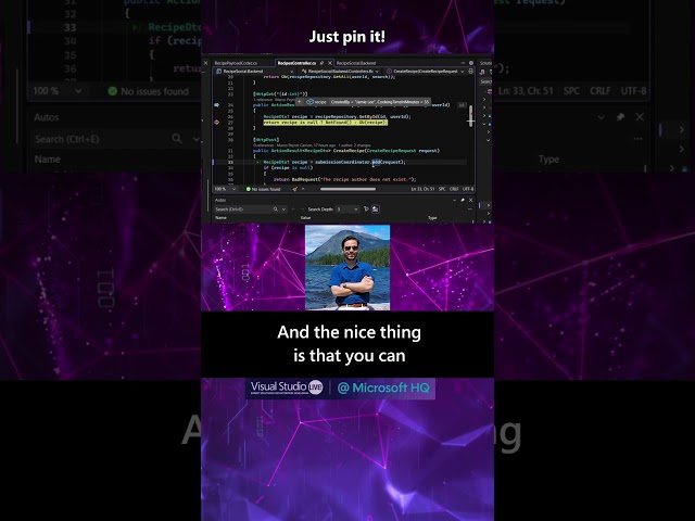 Pin It in Visual Studio #visualstudio