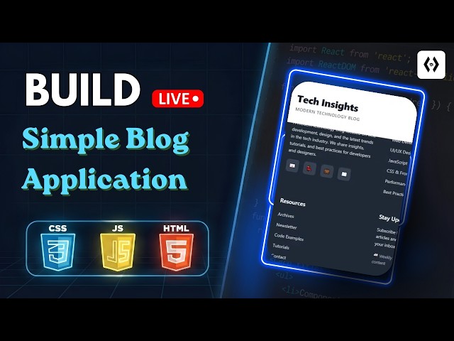 Simple Blog Application Using HTML, CSS & JavaScript Projects | Beginner Blog Website Project