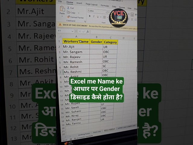 In Excel find gender according to name. Amazing Excel trick a user must know