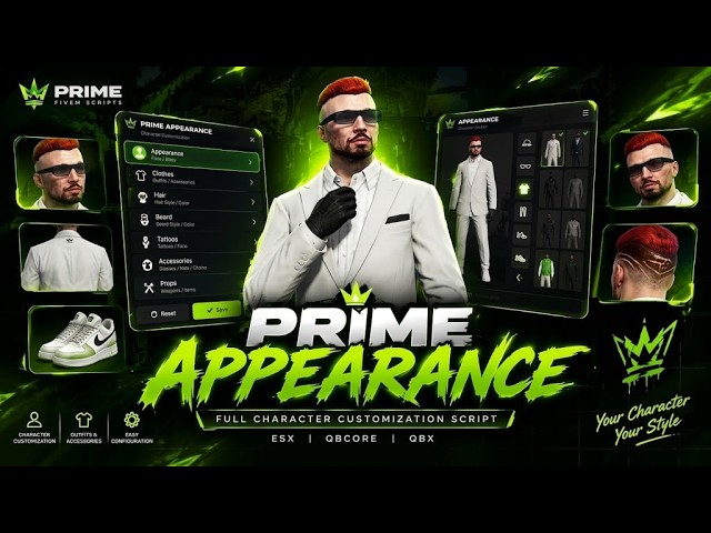 Prime Appearance | FiveM | Redesign Illenium Appearance | [ESX, QBox, QBCore] | Prime Studio