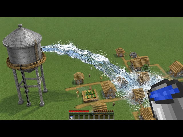 Realistic Water Tower vs Village (what will happen?) - Minecraft Compilation