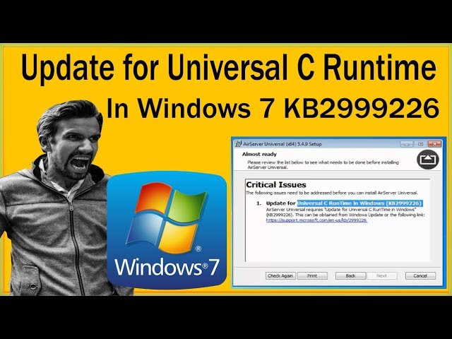 How To Solve Update for Universal C Runtime In Windows 7 KB2999226?