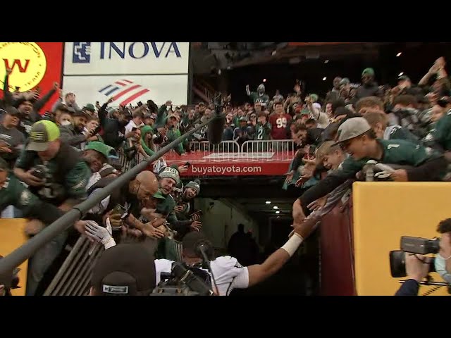 VIDEO: Railing collapses at FedEx Field as Eagles' Jalen Hurts leaves the field
