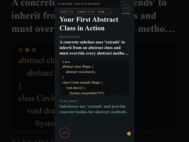 Day 31 Pt 4/10: Your First Abstract Class in Action #Shorts