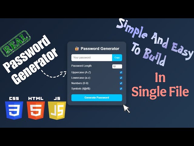 How to create Password Generator using HTML, CSS,and JavaScript in a single file l Beginner Freindly
