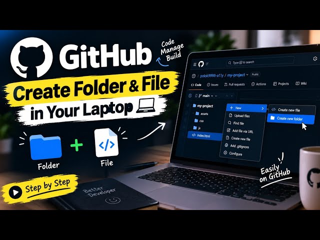 How to Create Folder & File on GitHub Using Laptop | GitHub Tutorial for Beginners 💻🚀