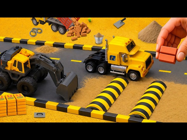 DIY Road Construction Project - Building Asphalt Speed Bumps with Heavy Excavator & Truck