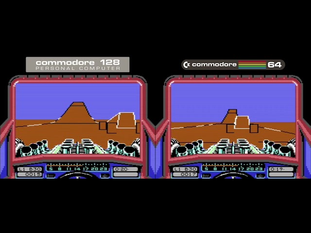 Stunt Car Racer C128 vs. C64 performance comparison