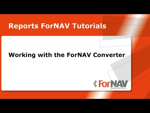 Working with the ForNAV Converter Tutorial