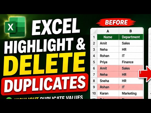 How to Highlight & Remove Duplicates in Excel | Excel Tips & Tricks | Duplicate values in Excel 