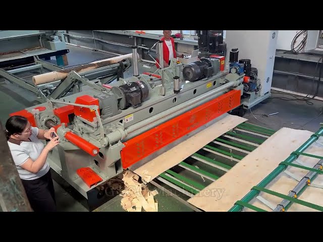 Veneer processing line#WoodworkingMachinery #VeneerPeelingLine #WoodVeneer#LogDebarker #VeneerPeeler