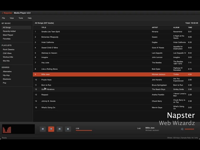 Web Wizardz - Napster (HTML, CSS, Javascript)