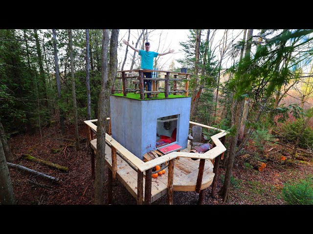 Building Roof Top Terrace on Tiny 64 sq ft. House (check out the view!!!) | Pallet Wood Furniture