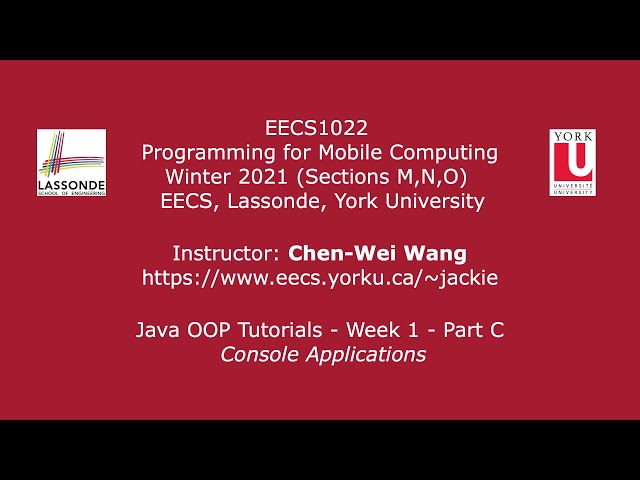 [HD] EECS1022 W21 - Java Tutorials - Week 1 - Part C - Console Applications