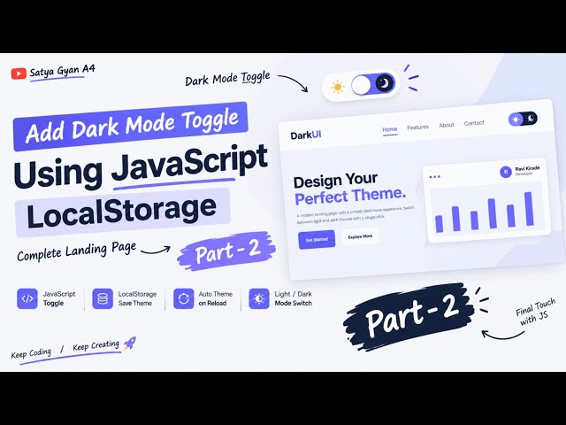 Build a Dark Mode Website with JavaScript & LocalStorage | Part - 2