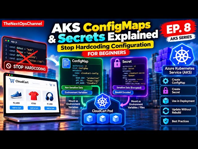 AKS ConfigMaps & Secrets Explained | Stop Hardcoding Configuration | CloudCart to AKS Ep. 8