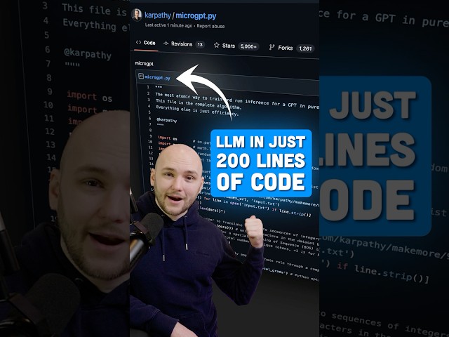 An LLM in Just 200 Lines of Python?! (microGPT) #gpt #ai #llm