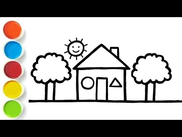 Drawing House 🏡 form Shapes, easy acrylic painting for kids | Art and Learn