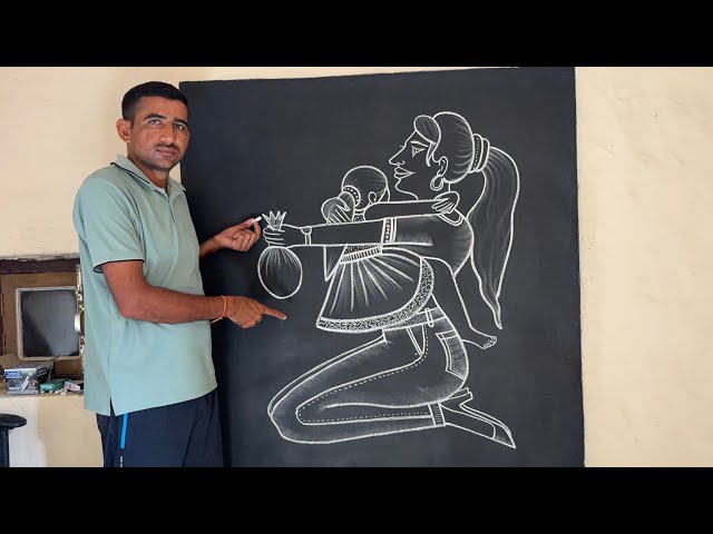 Learn how to draw a baby girl and mother step by step ||🎨 #motherdrawing #babygirlart #artist 
