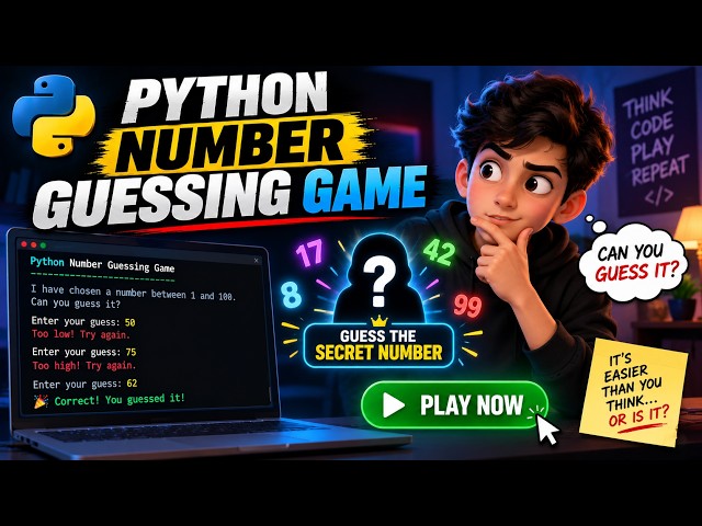 Build Your First Python Game 🎮 | Number Guessing Game for Beginners | Python Project #1