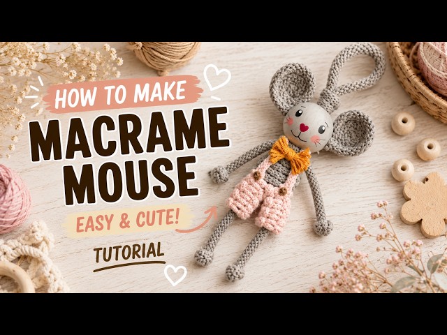 🐭 Easy Macrame Mouse Pendant Tutorial | Perfect for Beginners