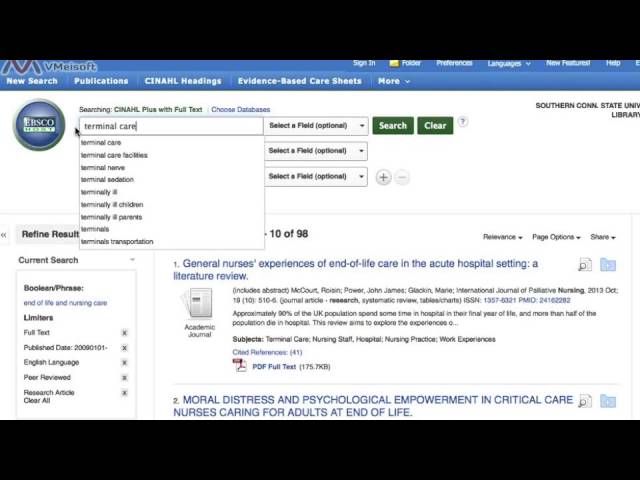 CINAHL Subject Headings as search terms