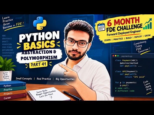 🔥 FDE Journey 41 — Python OOPS polymorphism and abstraction excercise.. !!