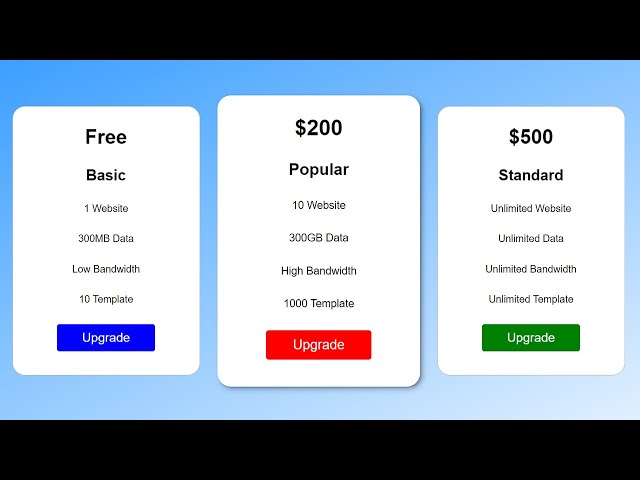 Pricing Table with HTML and CSS | Design Awesome and amazing Pricing Table using HTML and CSS