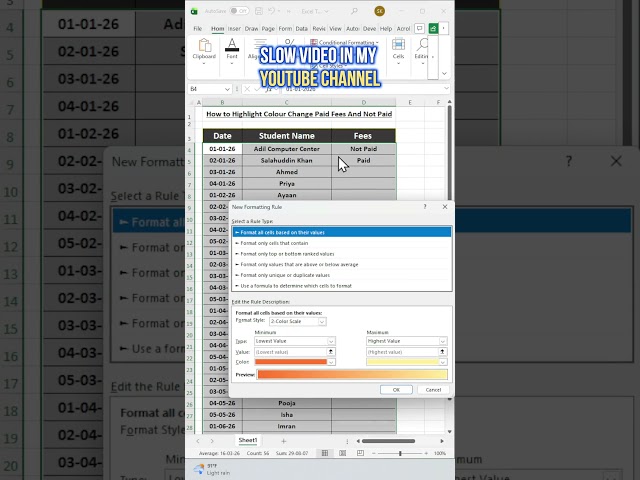 Excel Tips: Auto Highlight Paid & Not Paid Using Conditional Formatting #excel #exceltips #fyp #fypシ