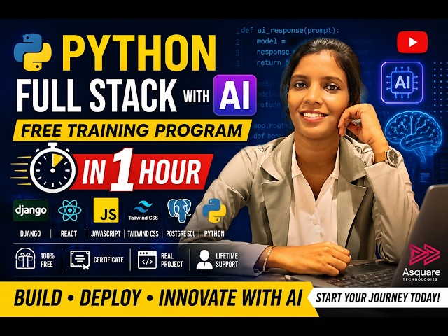 Python Full Stack + AI Crash Course | Free 1-Hour Training