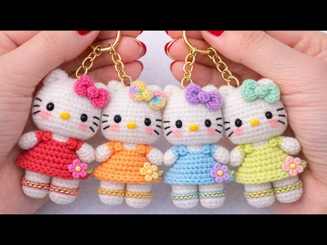 How to Crochet FOR Beginners😱!Hello Kitty Crochet😍Cutest Keychain 🥰gift 
