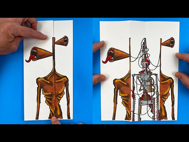 How to Draw Siren Head Folding Surprise | Trevor Henderson's Paper Craft