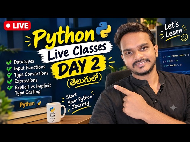 Python  Data Types, Input Function & Type Casting Explained |Day-2 | Python Telugu