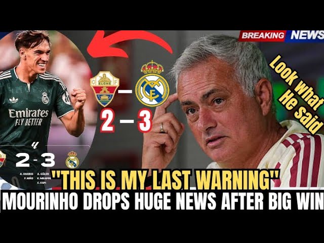 🔥BOMB💥 " THIS IS MY LAST WARNING!" MOURINHO DROPS BOMBSHELL💥 AFTER HUGE WIN AGAINST ELCHE!!